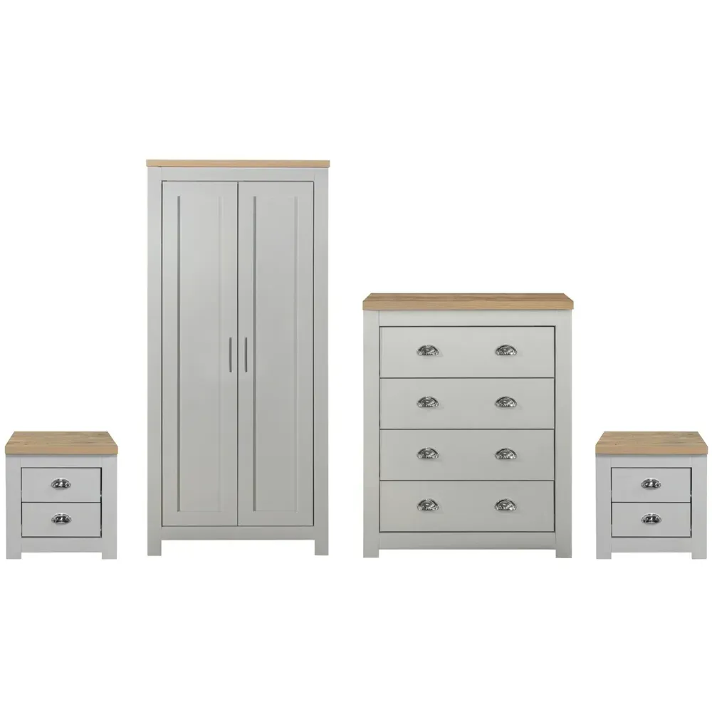 Highgate 4 Piece Bedroom Furniture Set - Grey