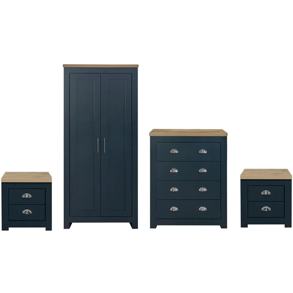 Highgate 4 Piece Bedroom Furniture Set - Navy