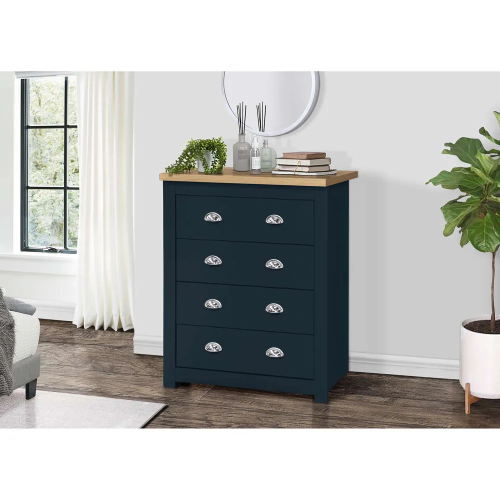 Highgate 4 Piece Bedroom Furniture Set - Navy