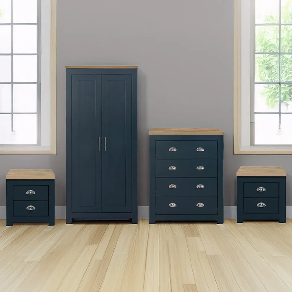 Highgate 4 Piece Bedroom Furniture Set - Navy