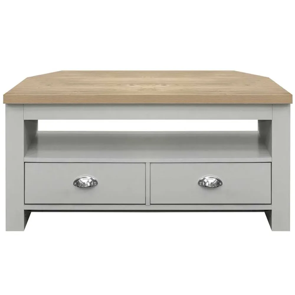Highgate Corner TV Unit with Storage - Grey, Oak