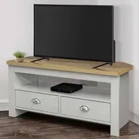 Highgate Corner TV Unit with Storage - Grey, Oak