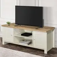 Highgate Large TV Unit with Storage - Cream, Oak