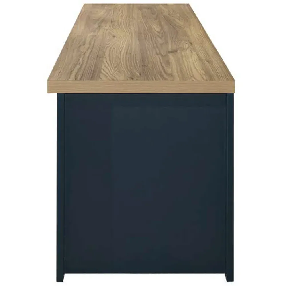Highgate Large TV Unit with Storage - Navy Blue, Oak