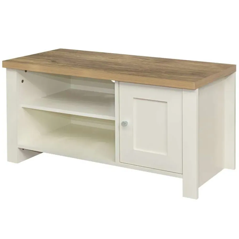 Highgate Small TV Unit with Storage - Cream, Oak