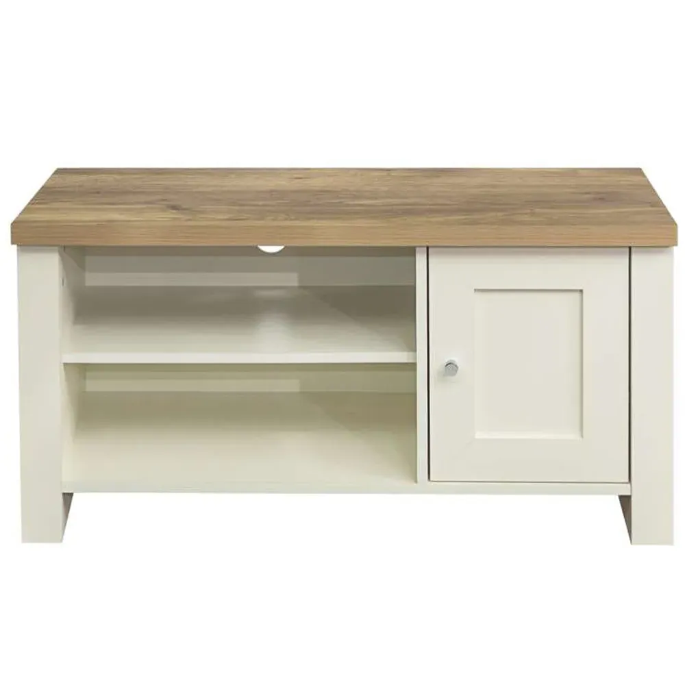 Highgate Small TV Unit with Storage - Cream, Oak