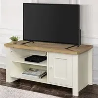 Highgate Small TV Unit with Storage - Cream, Oak
