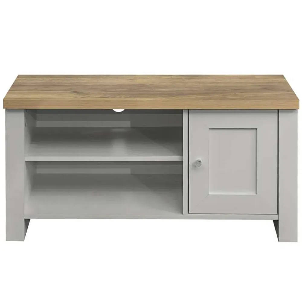 Highgate Small TV Unit with Storage - Grey, Oak