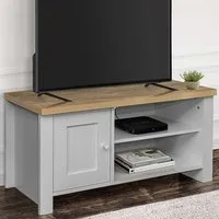 Highgate Small TV Unit with Storage - Grey, Oak
