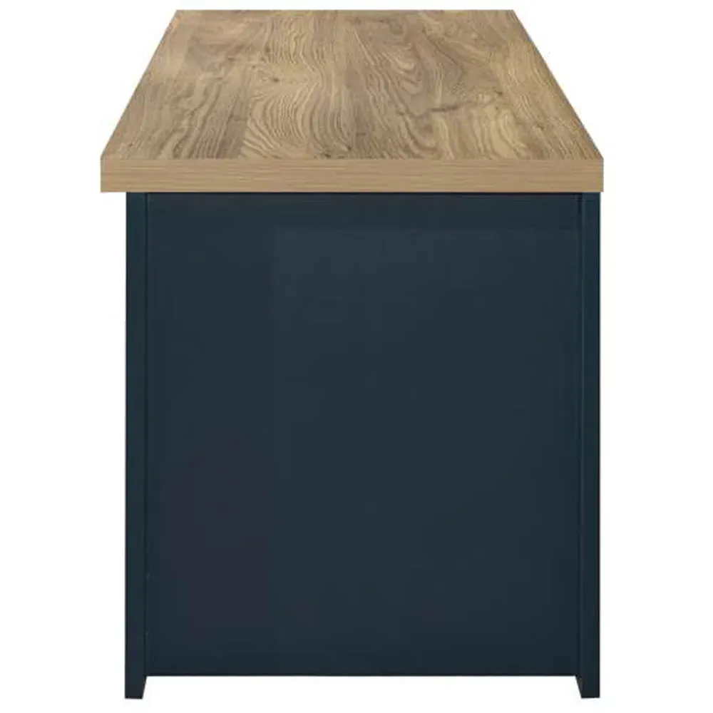 Highgate Small TV Unit with Storage - Navy Blue, Oak