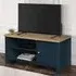 Highgate Small TV Unit with Storage - Navy Blue, Oak