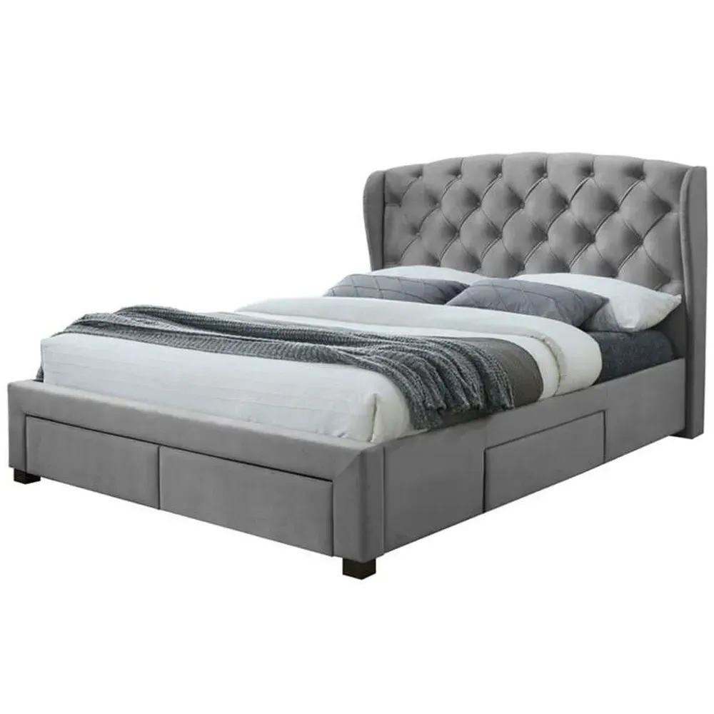 Hope Double Bed Frame with Storage - Grey