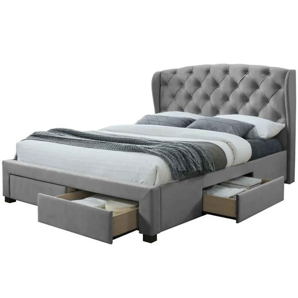 Hope Double Bed Frame with Storage - Grey