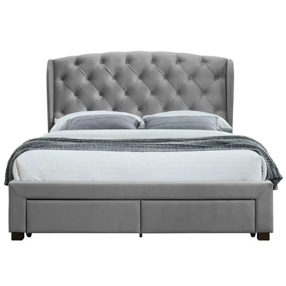 Hope Double Bed Frame with Storage - Grey