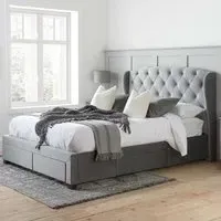 Hope Double Bed Frame with Storage - Grey