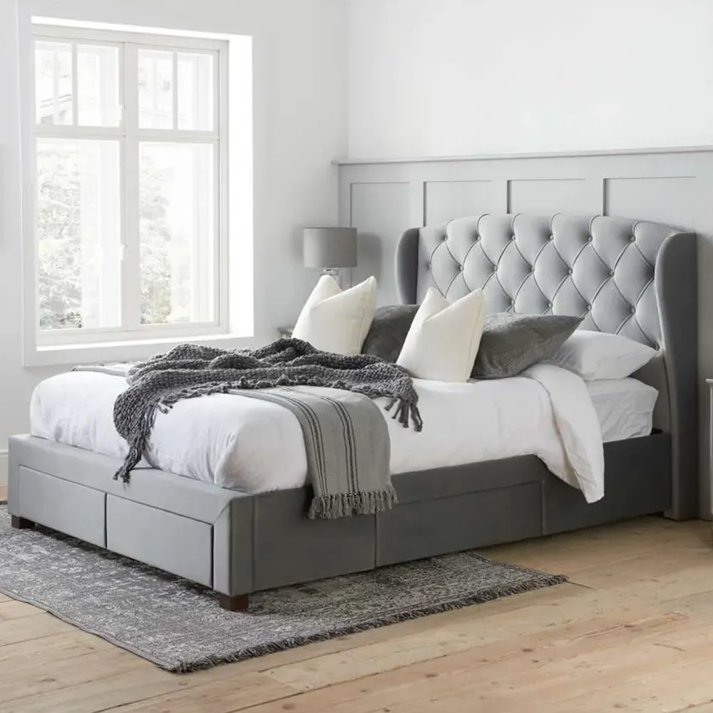 Hope Double Bed Frame with Storage - Grey image