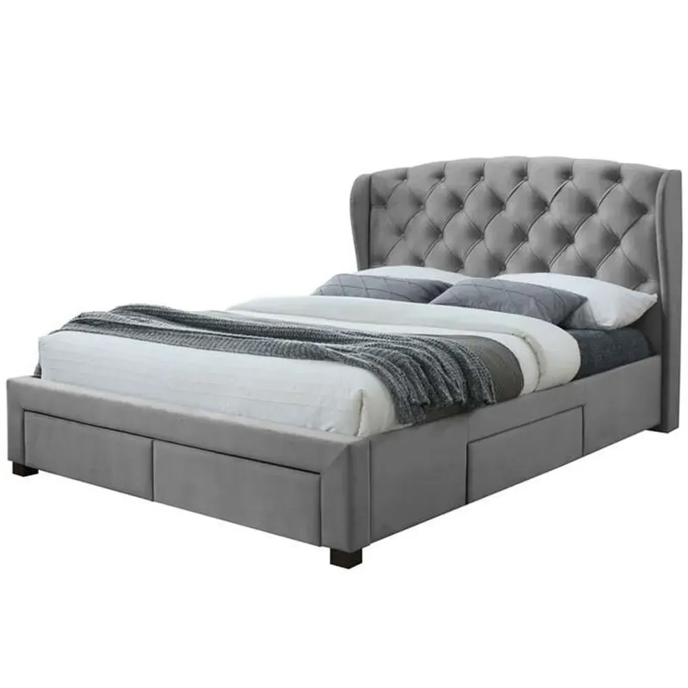 Hope King Size Bed Frame with Storage - Grey
