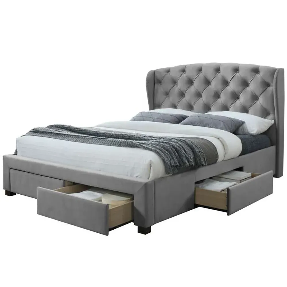 Hope King Size Bed Frame with Storage - Grey