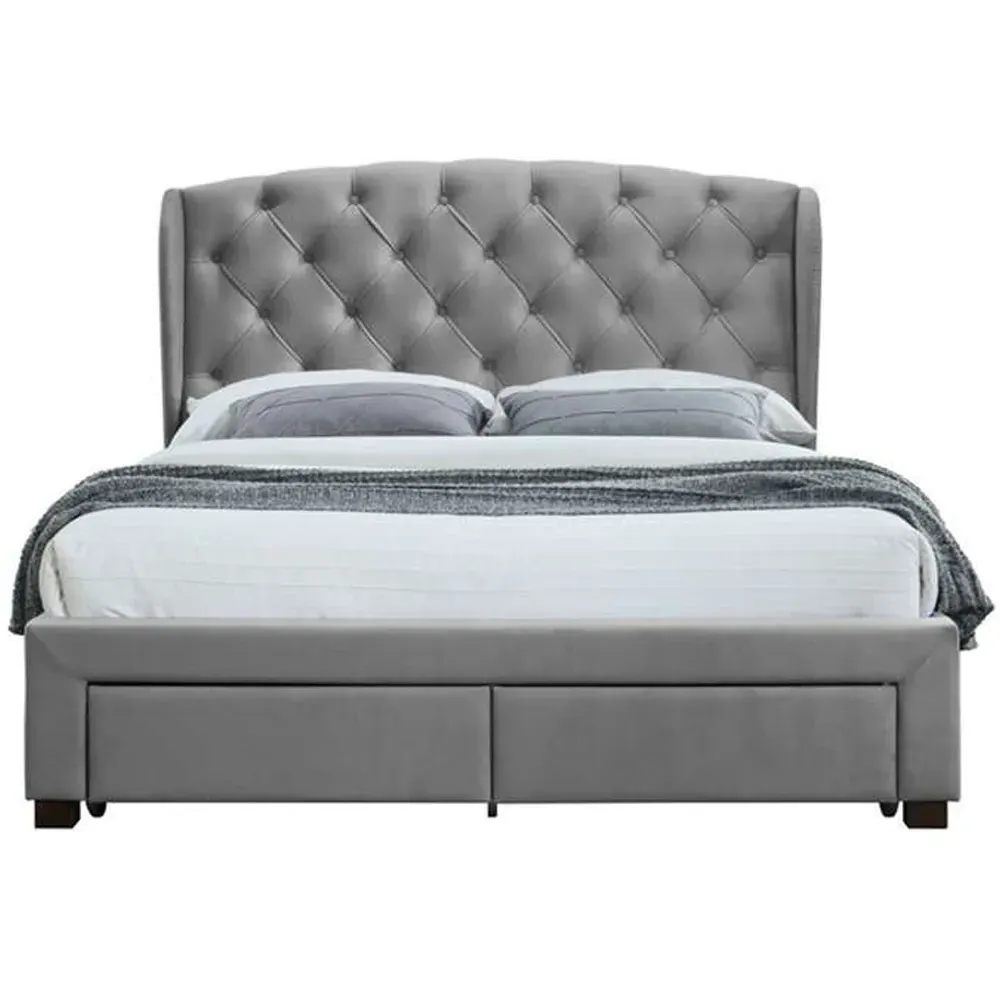 Hope King Size Bed Frame with Storage - Grey