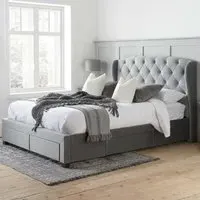 Hope King Size Bed Frame with Storage - Grey