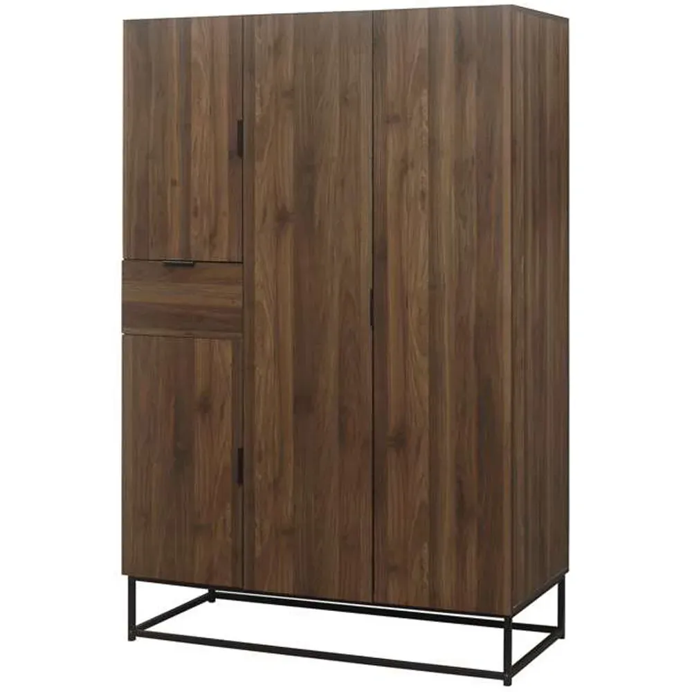 Houston 4 Door Wardrobe - Brown, Walnut Wood Effect