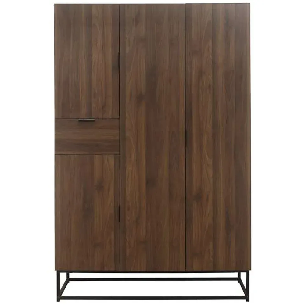 Houston 4 Door Wardrobe - Brown, Walnut Wood Effect