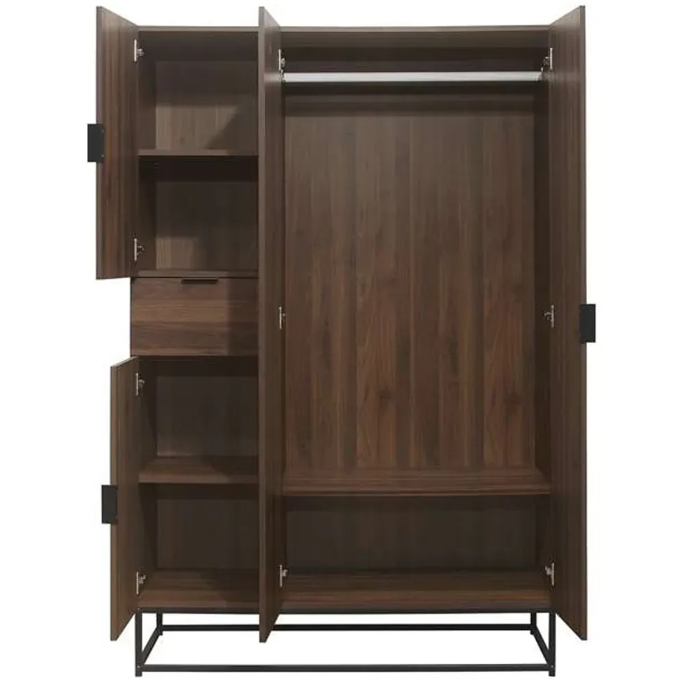Houston 4 Door Wardrobe - Brown, Walnut Wood Effect