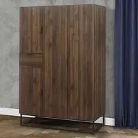 Houston 4 Door Wardrobe - Brown, Walnut Wood Effect
