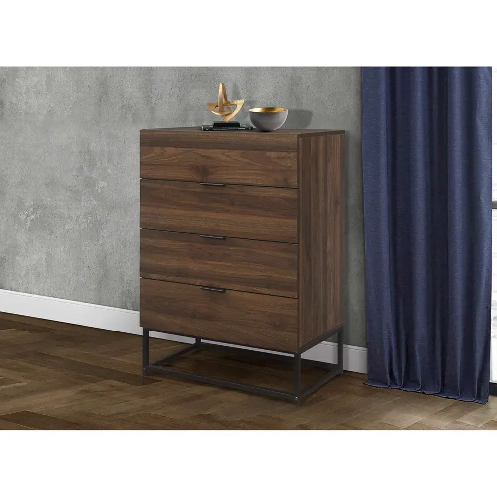 Houston 4 Piece Bedroom Furniture Set - Brown, Walnut Effect