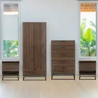 Houston 4 Piece Bedroom Furniture Set - Brown, Walnut Effect