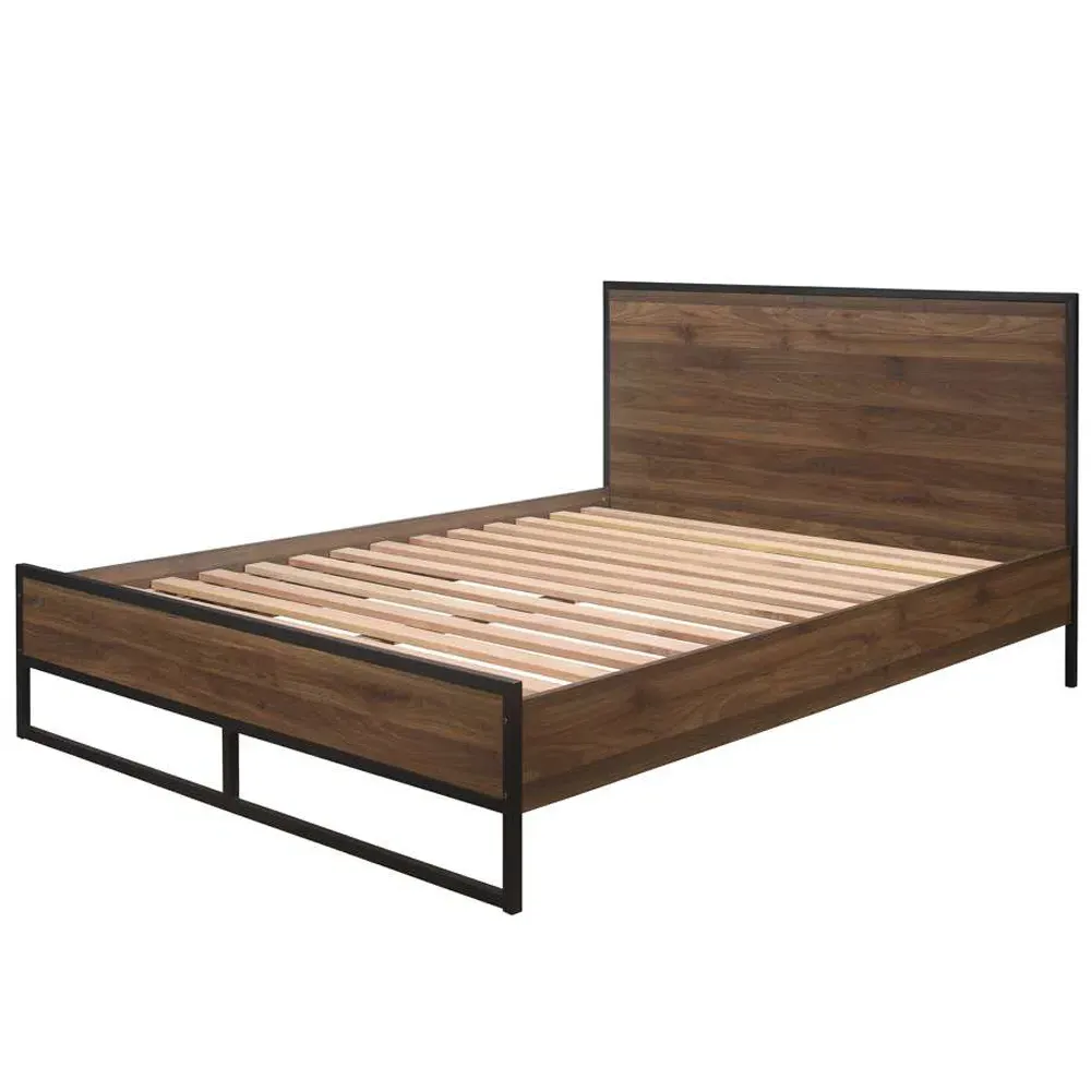 Houston Double Bed Frame - Brown, Walnut