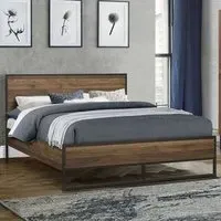 Houston Double Bed Frame - Brown, Walnut