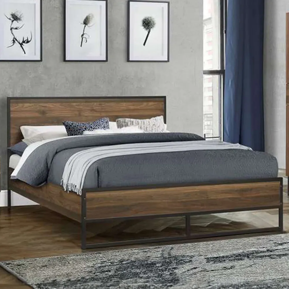 Houston Double Bed Frame - Brown, Walnut image