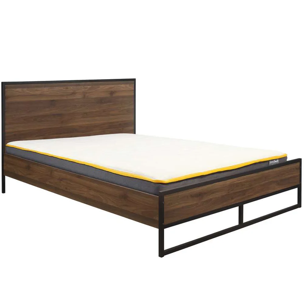 Houston Small Double Bed Frame - Brown, Walnut Wood Effect