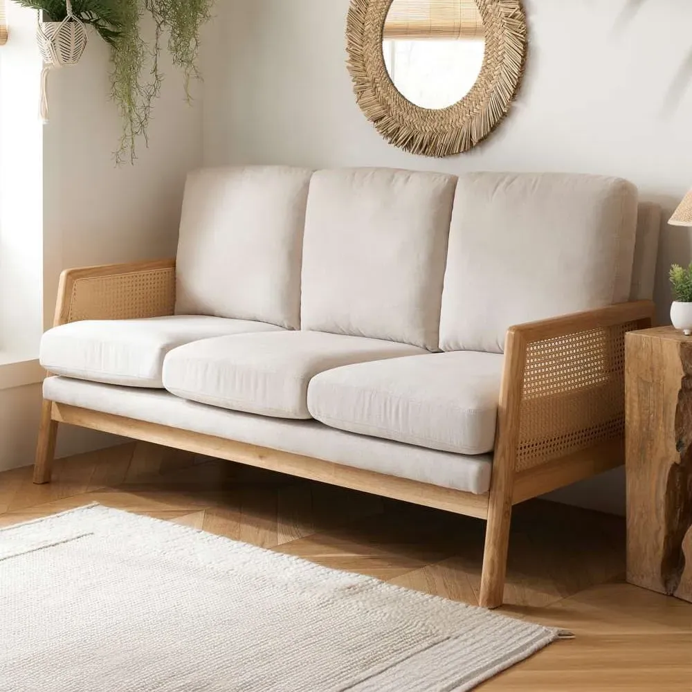 Ida 3-Seater Rattan Sofa - White