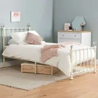 Jessica Single Bed Frame with Crystal Finials - Cream