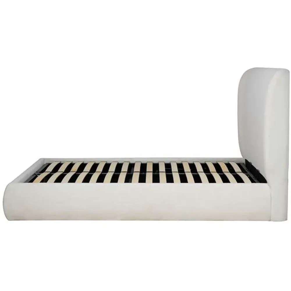 Lanis Double Ottoman Bed with Storage - White, Linen