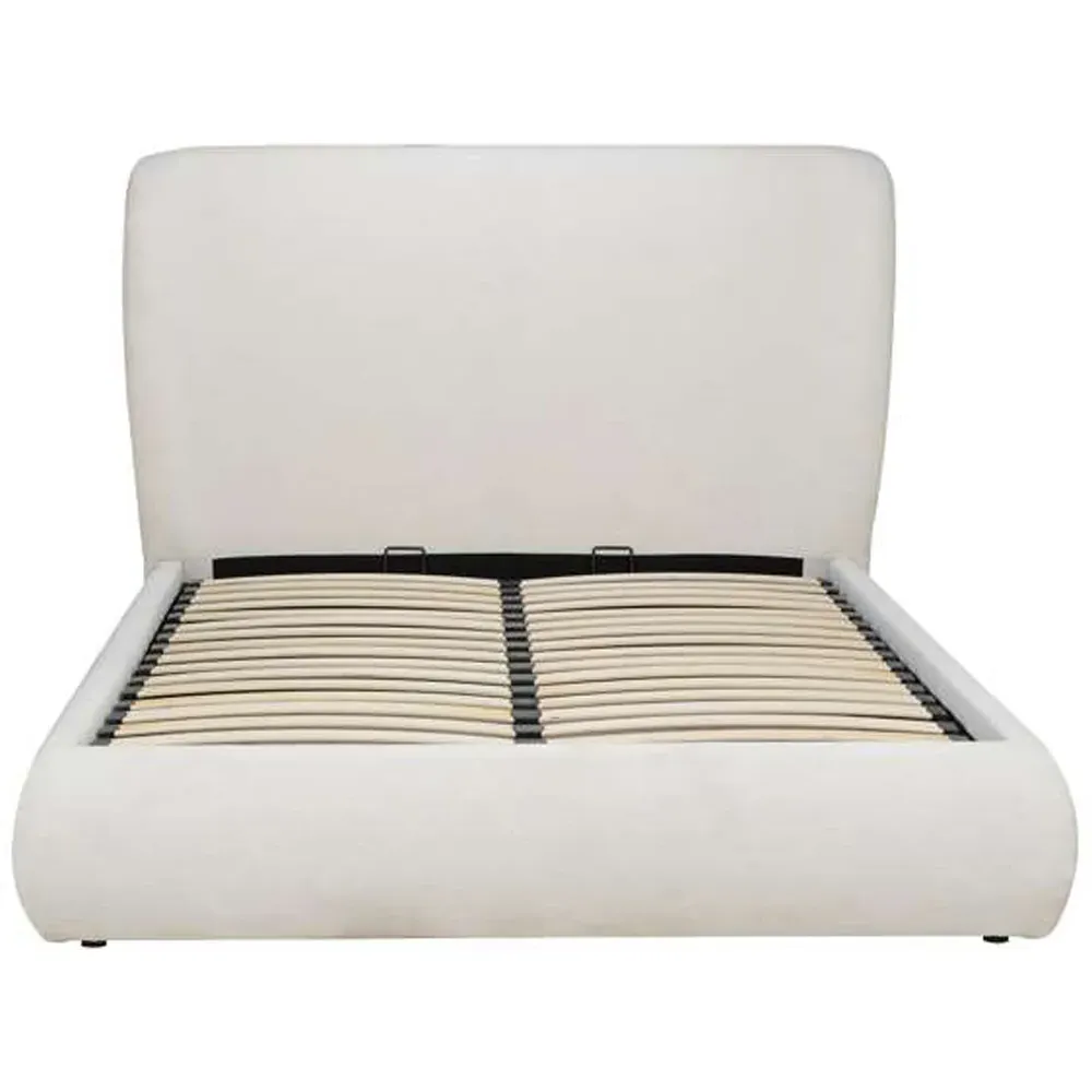 Lanis Double Ottoman Bed with Storage - White, Linen