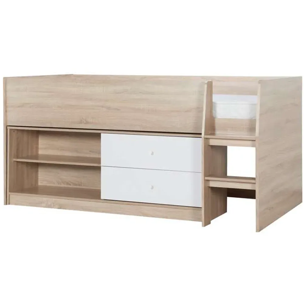 Leyton Single Cabin Bed with Storage - Brown, Chipboard