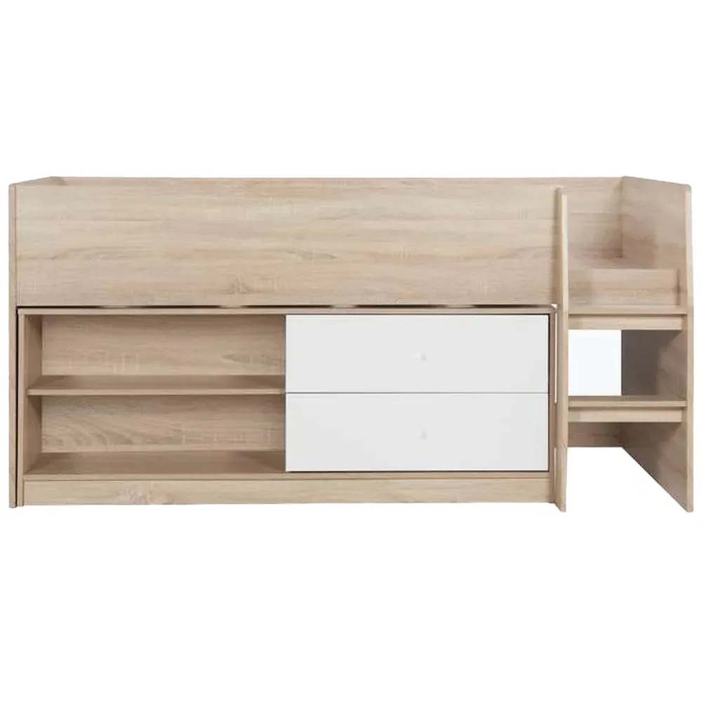 Leyton Single Cabin Bed with Storage - Brown, Chipboard