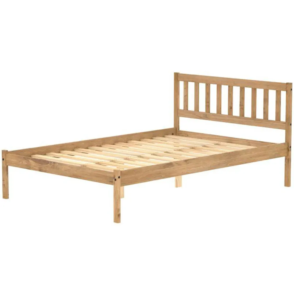 Lisbon Double Bed Frame - Brown, Pine