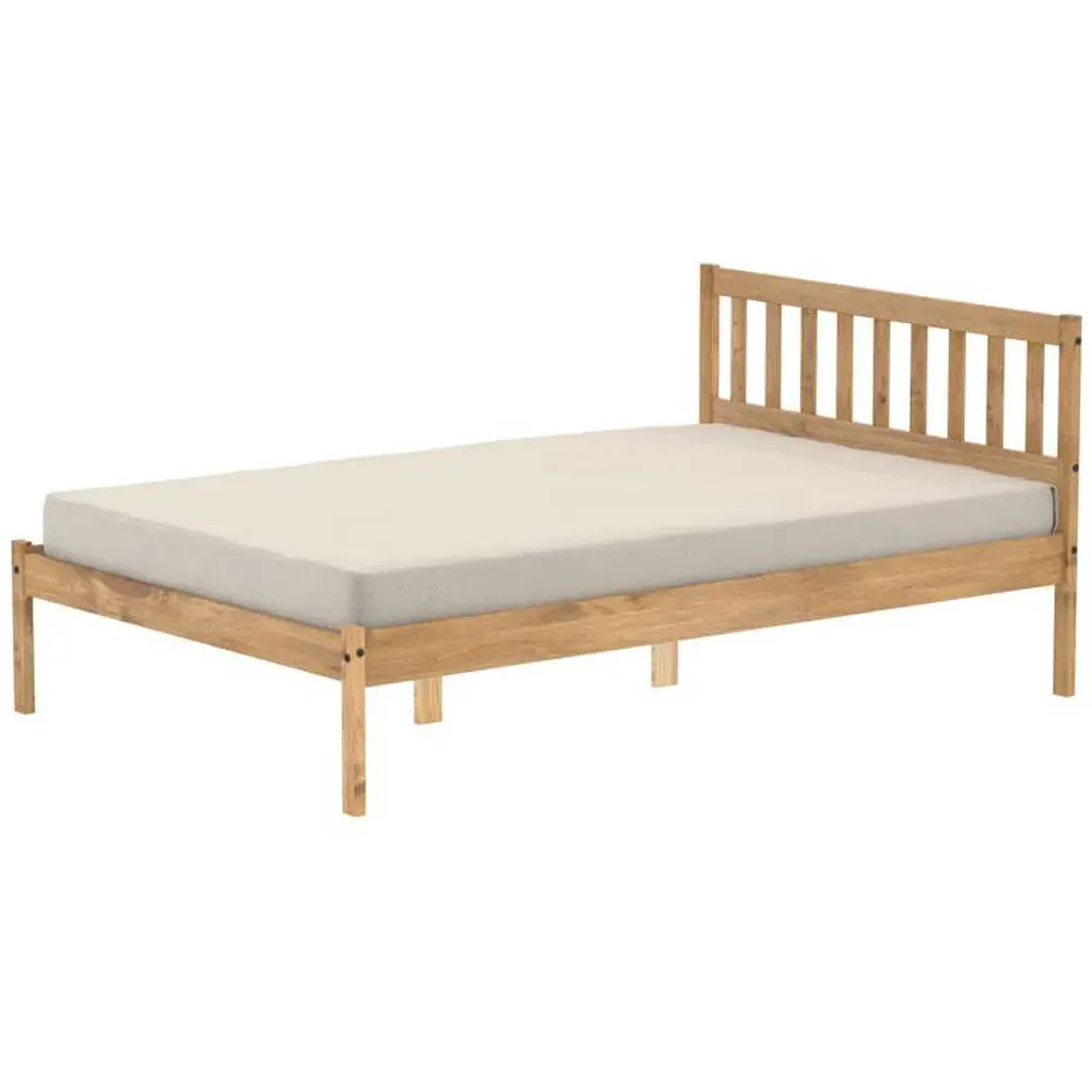 Lisbon Double Bed Frame - Brown, Pine