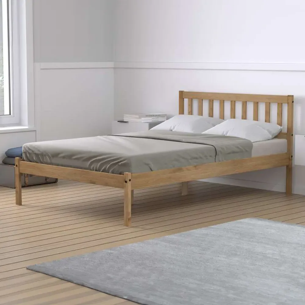Lisbon Double Bed Frame - Brown, Pine