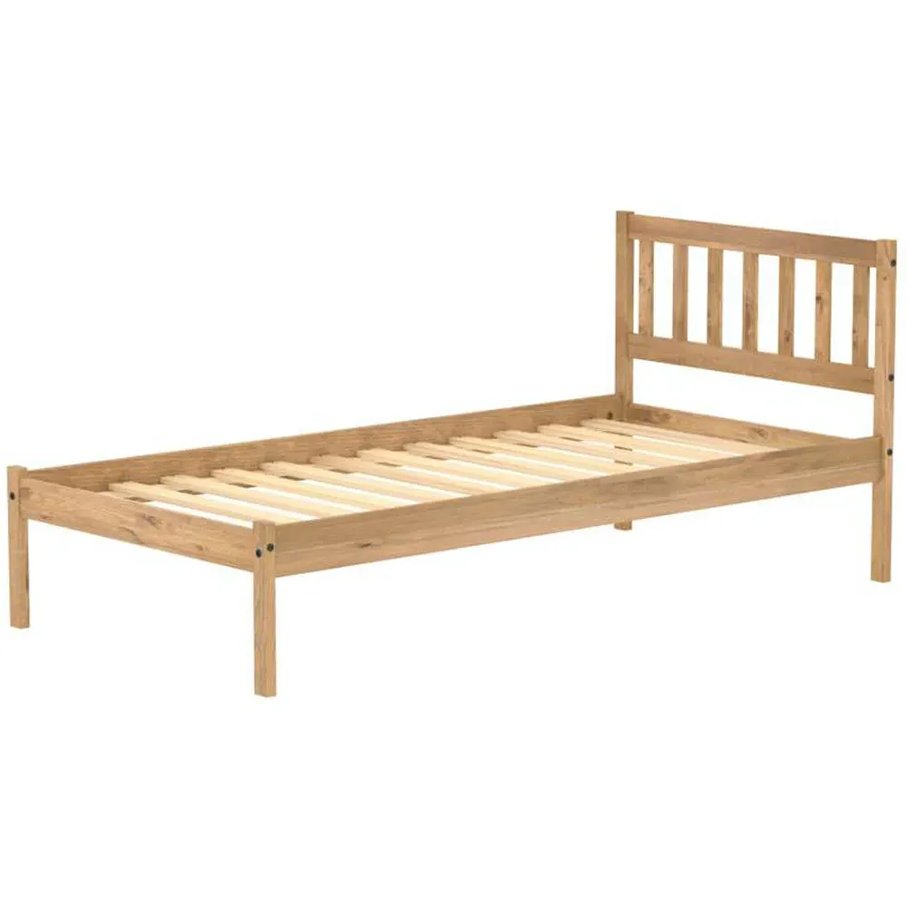 Lisbon Single Bed Frame - Brown, Pine