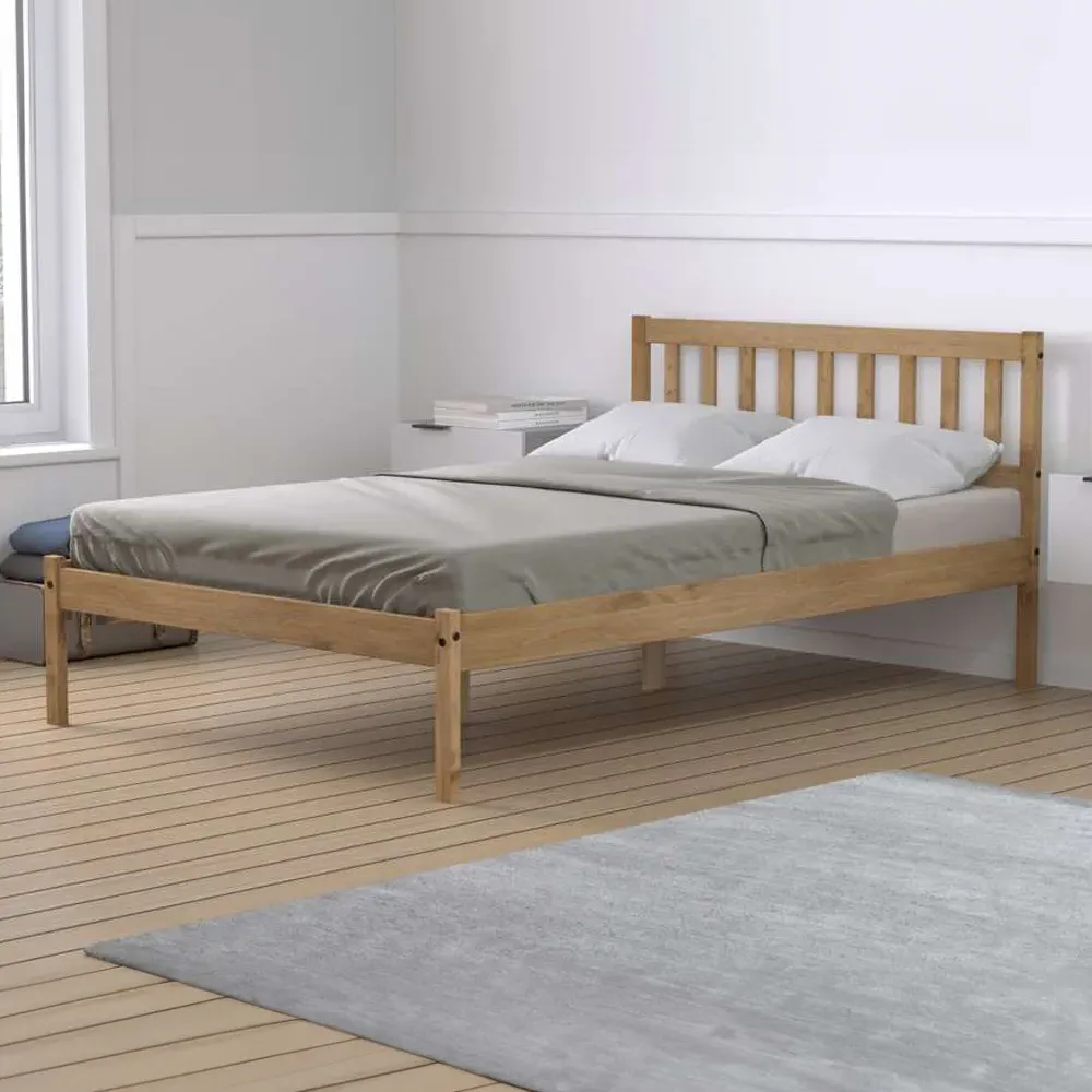 Lisbon Small Bed Frame - Brown, Pine