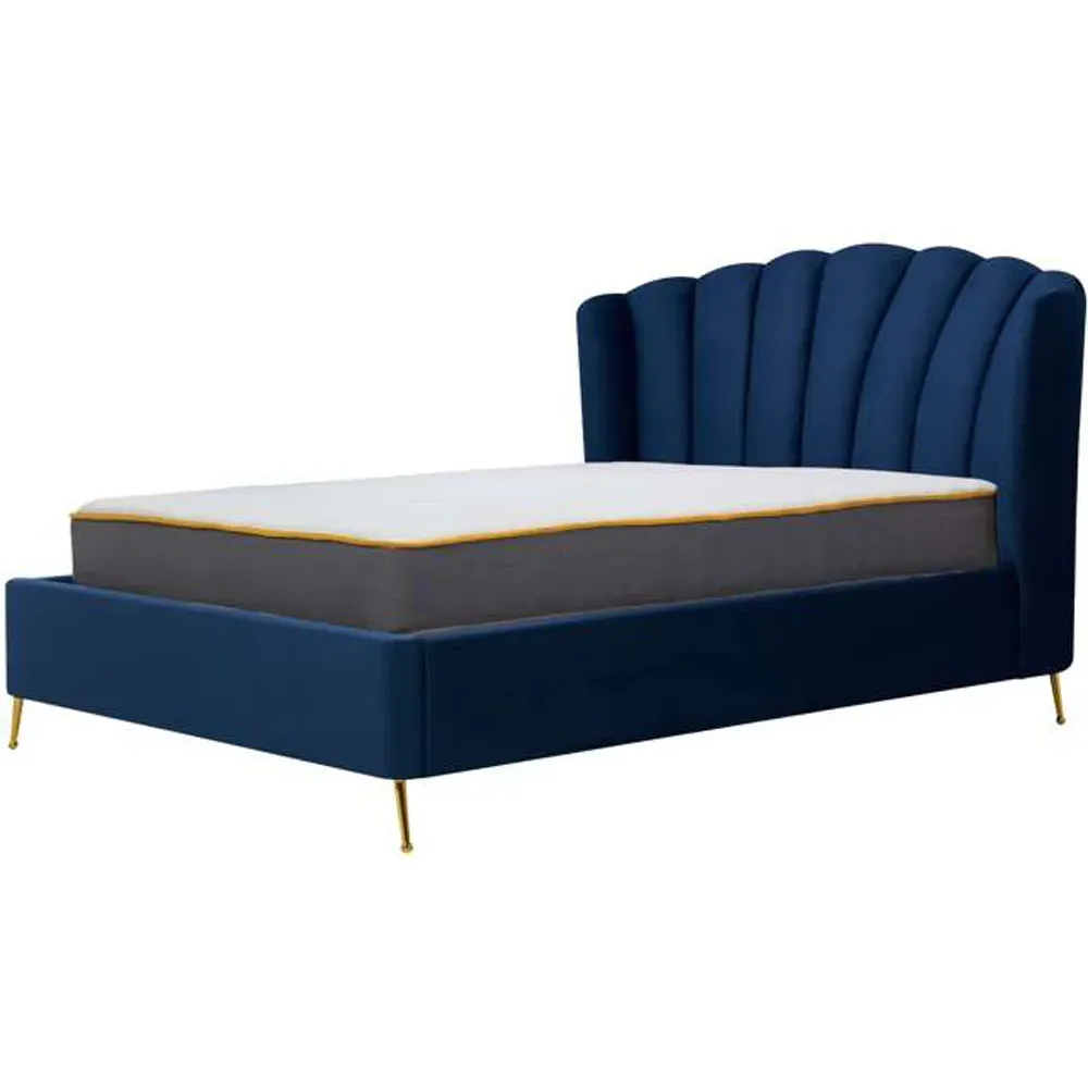 Lottie Double Ottoman Bed with Storage - Blue, Polyester