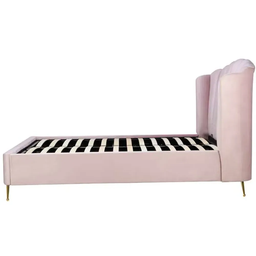 Lottie Double Ottoman Bed with Storage - Pink, Polyester