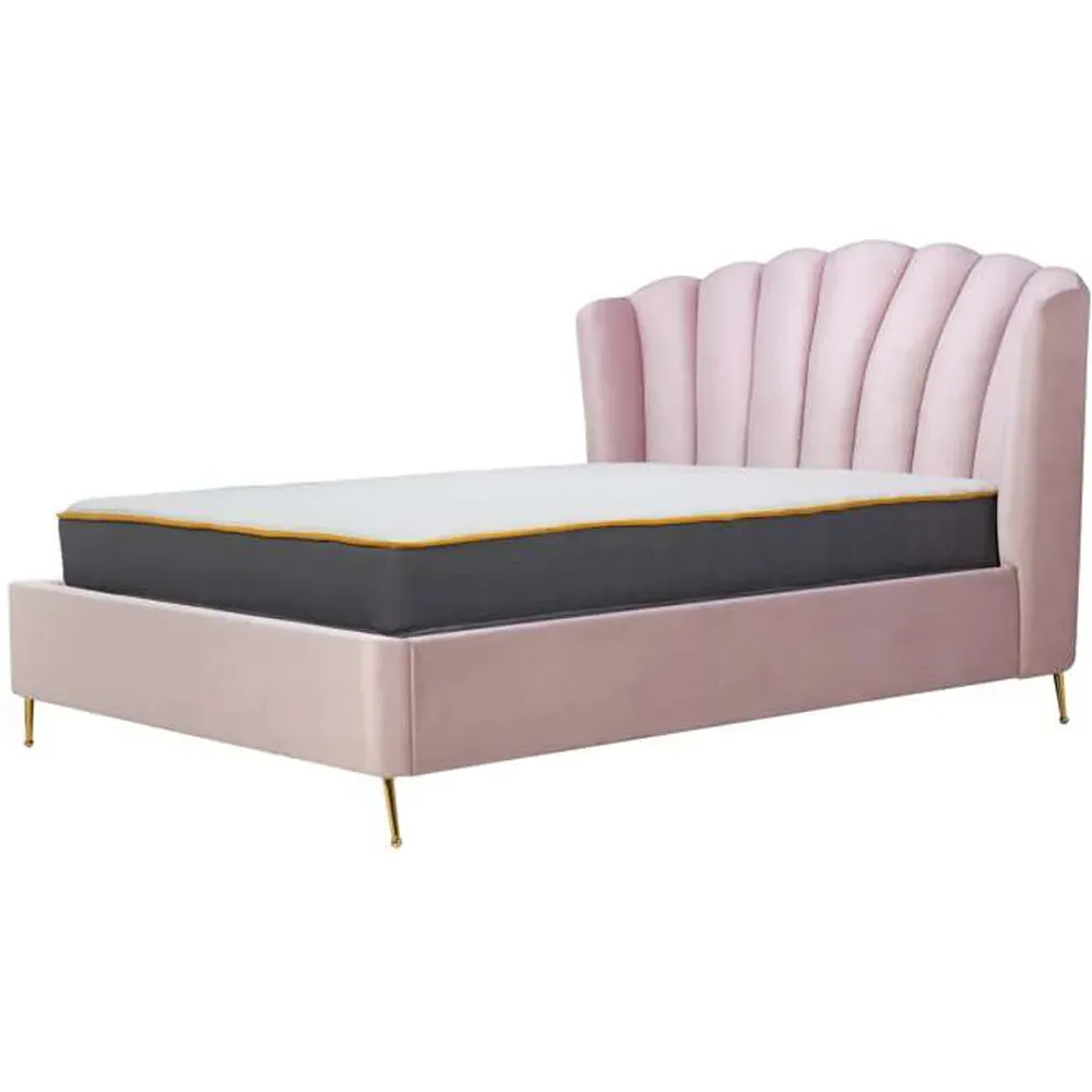 Lottie Double Ottoman Bed with Storage - Pink, Polyester