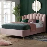 Lottie Double Ottoman Bed with Storage - Pink, Polyester