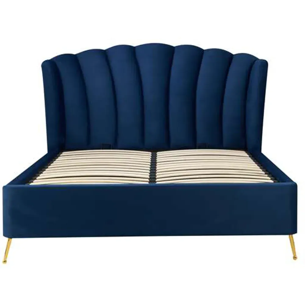 Lottie King Size Ottoman Bed with Storage - Blue, Polyester